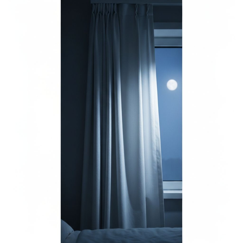 Window curtain fabric in moonlight with texture and folds